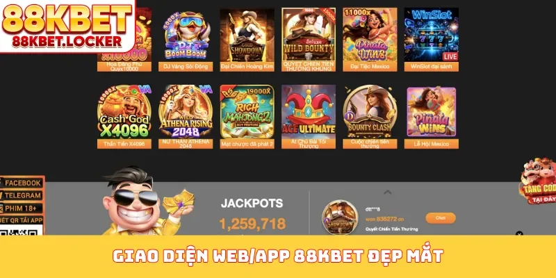 Giao diện web/app 88KBET đẹp mắt